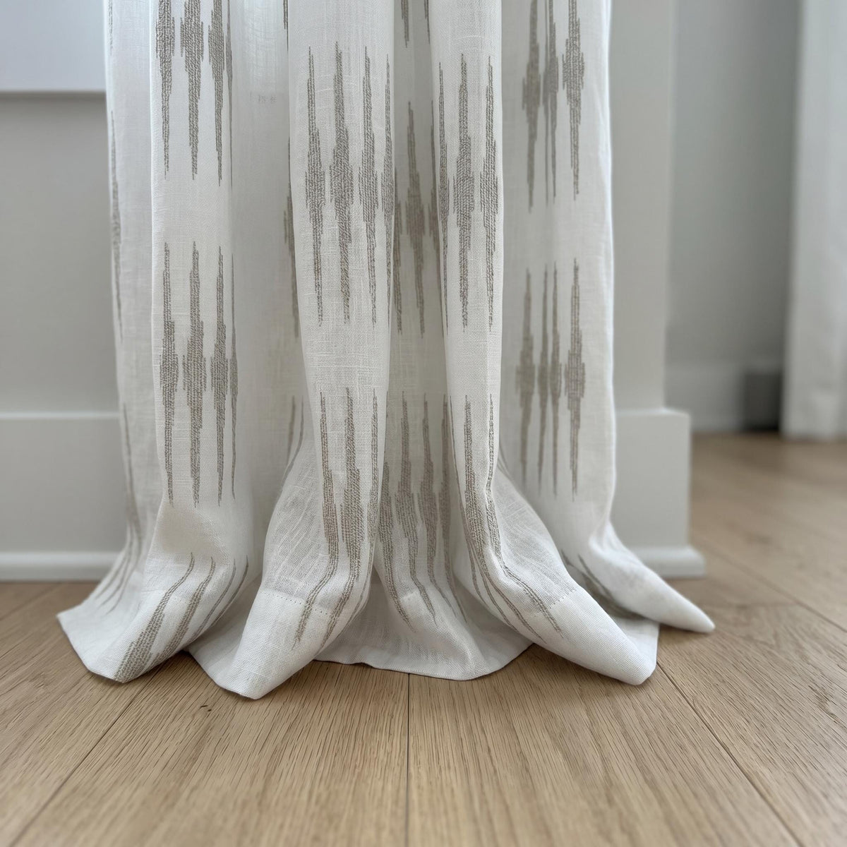 White Linen Sheer Curtains, Light Gray Embroidered Drapes, Custom Size Privacy Curtains for Living Room Bedroom — image 6