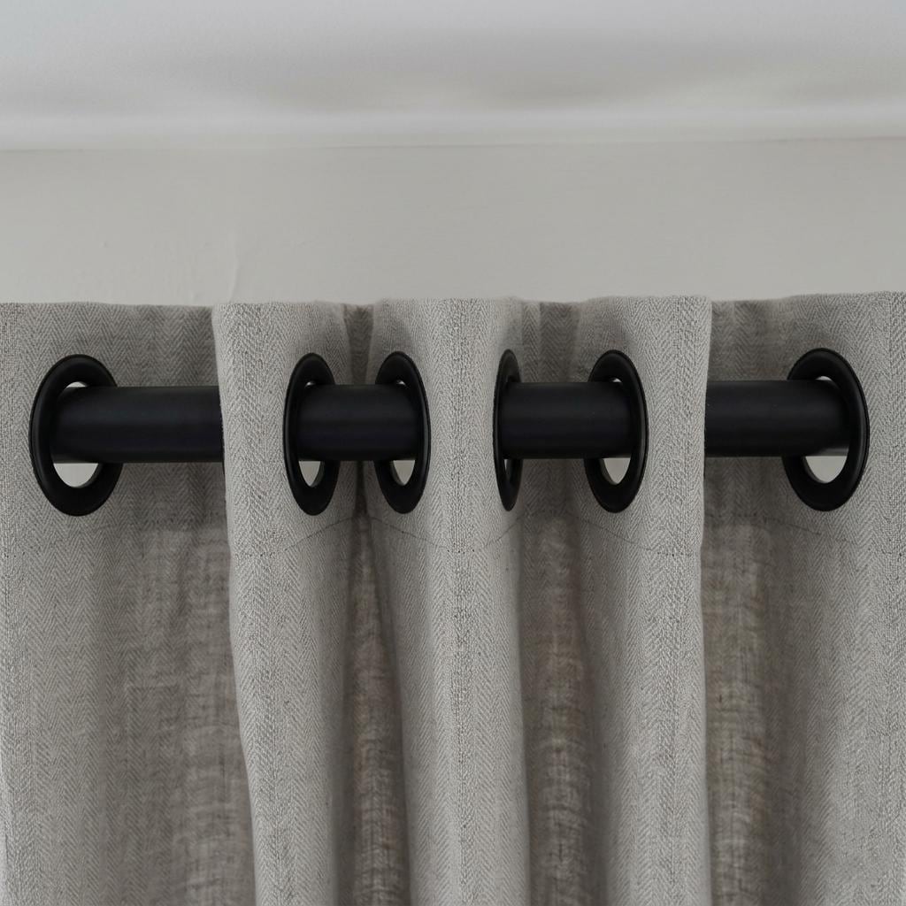 Light Greige Linen Herringbone Curtains, Heavy Natural Grey Drapes, Custom Blackout or Cotton Lined Panels — image 7