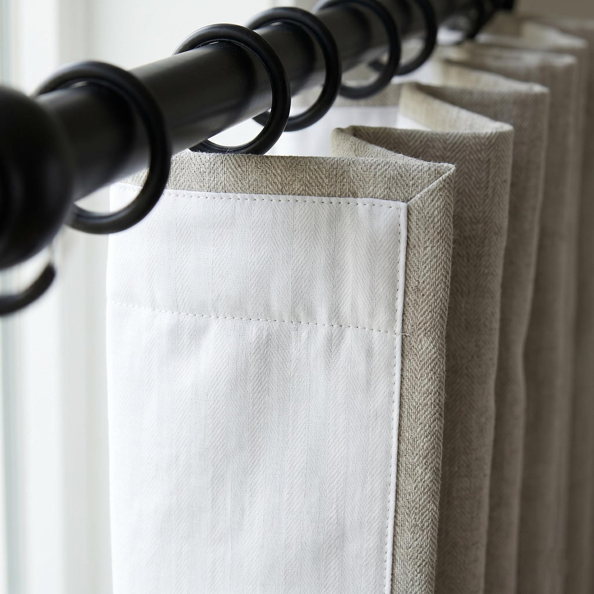 Light Greige Linen Herringbone Curtains, Heavy Natural Grey Drapes, Custom Blackout or Cotton Lined Panels — image 5
