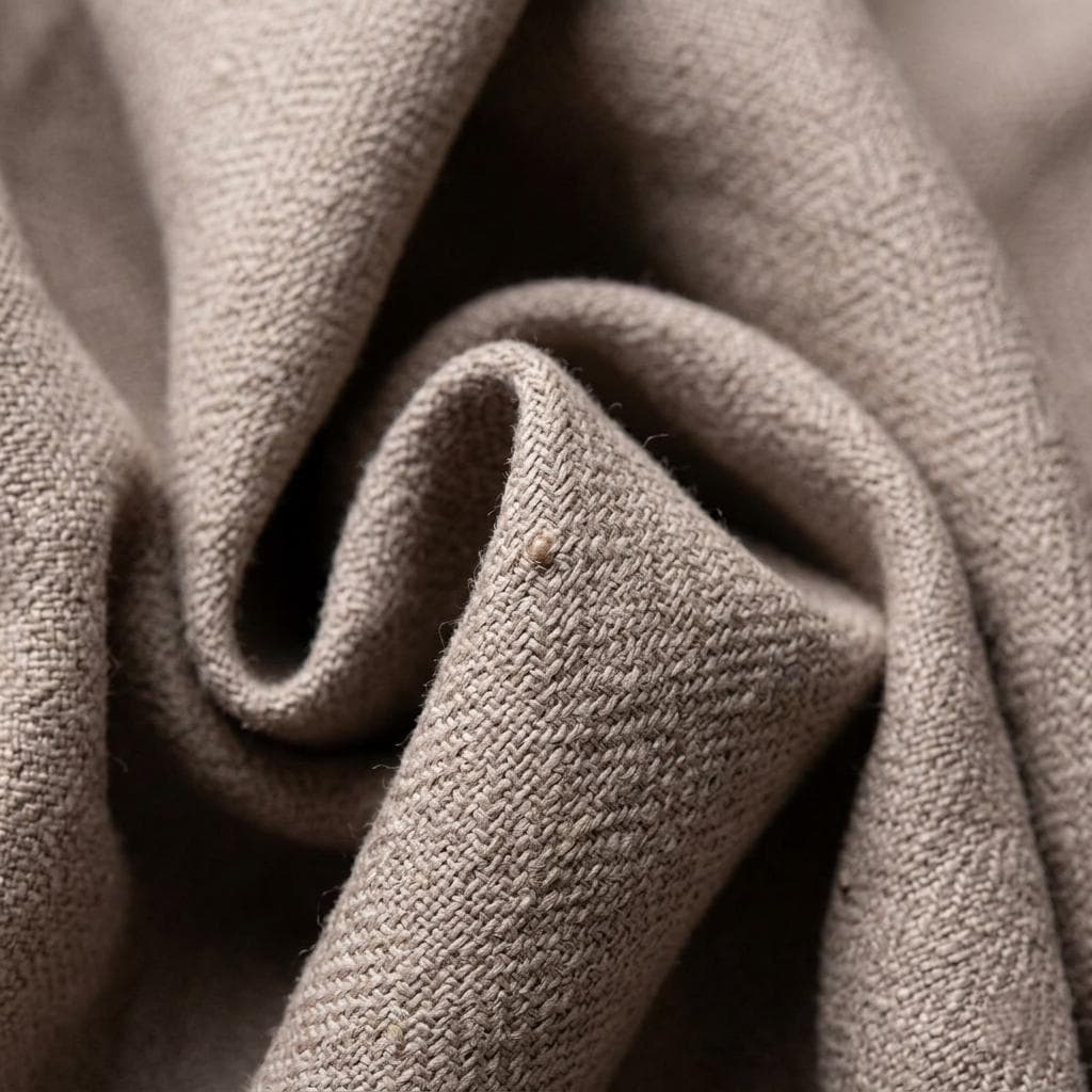 Warm Taupe Beige Pure Linen Herringbone Curtains, Custom Heavy Drapes, Farmhouse Window Panels, Blackout or Cotton Lined — image 7