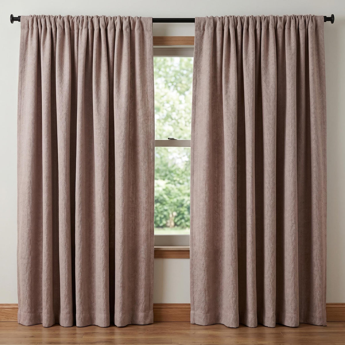 Warm Taupe Beige Pure Linen Herringbone Curtains, Custom Heavy Drapes, Farmhouse Window Panels, Blackout or Cotton Lined — image 8