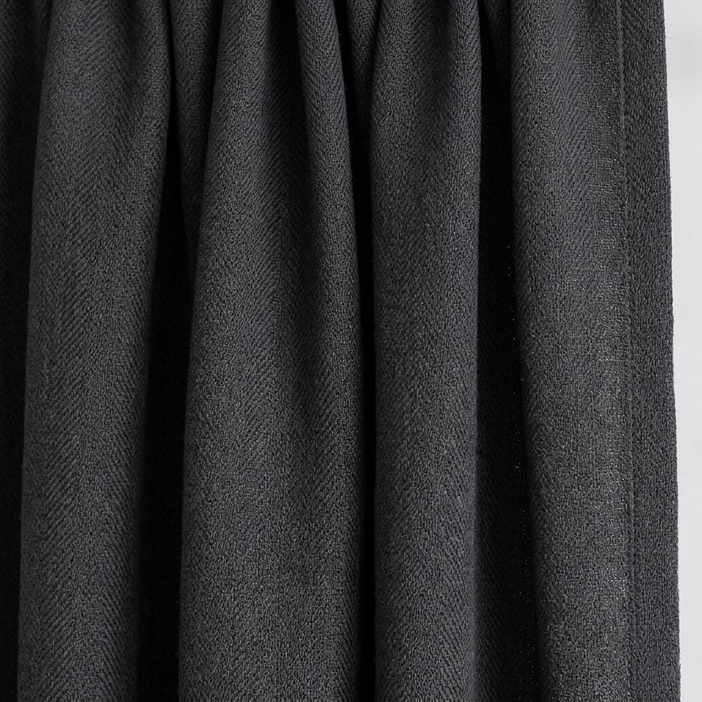 Dark Charcoal Pure Linen Herringbone Curtains, Custom Blackout Drapes, Organic Cotton Lined Panels, Grommet Curtains — image 5