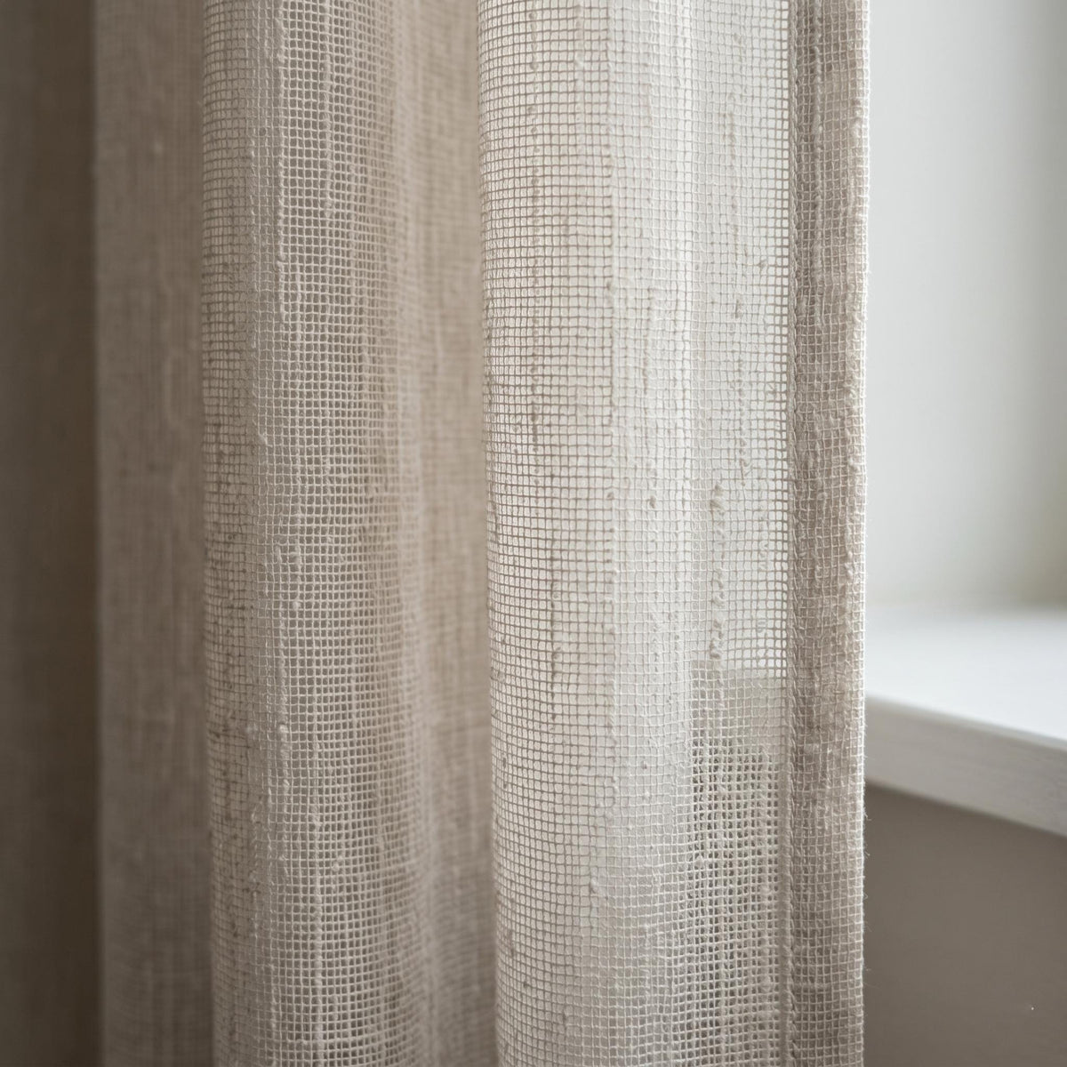 Light Oatmeal Pure Linen Sheer Curtains, Textured Woven Privacy Drapes, Custom Neutral Window Panels — image 3