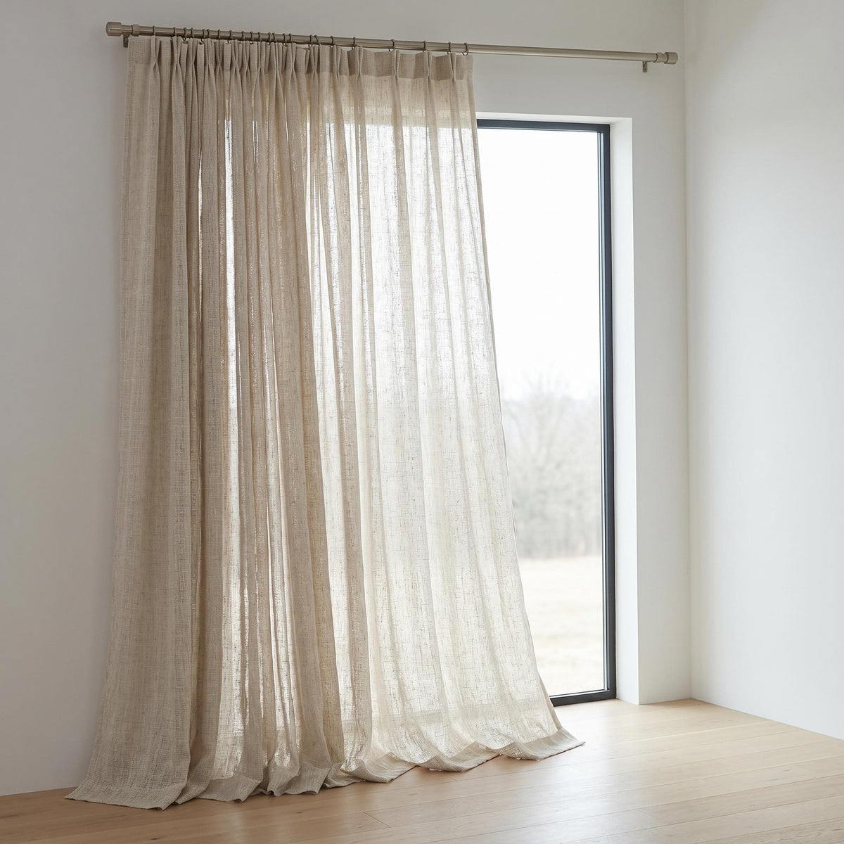 Light Oatmeal Pure Linen Sheer Curtains, Textured Woven Privacy Drapes, Custom Neutral Window Panels — image 6