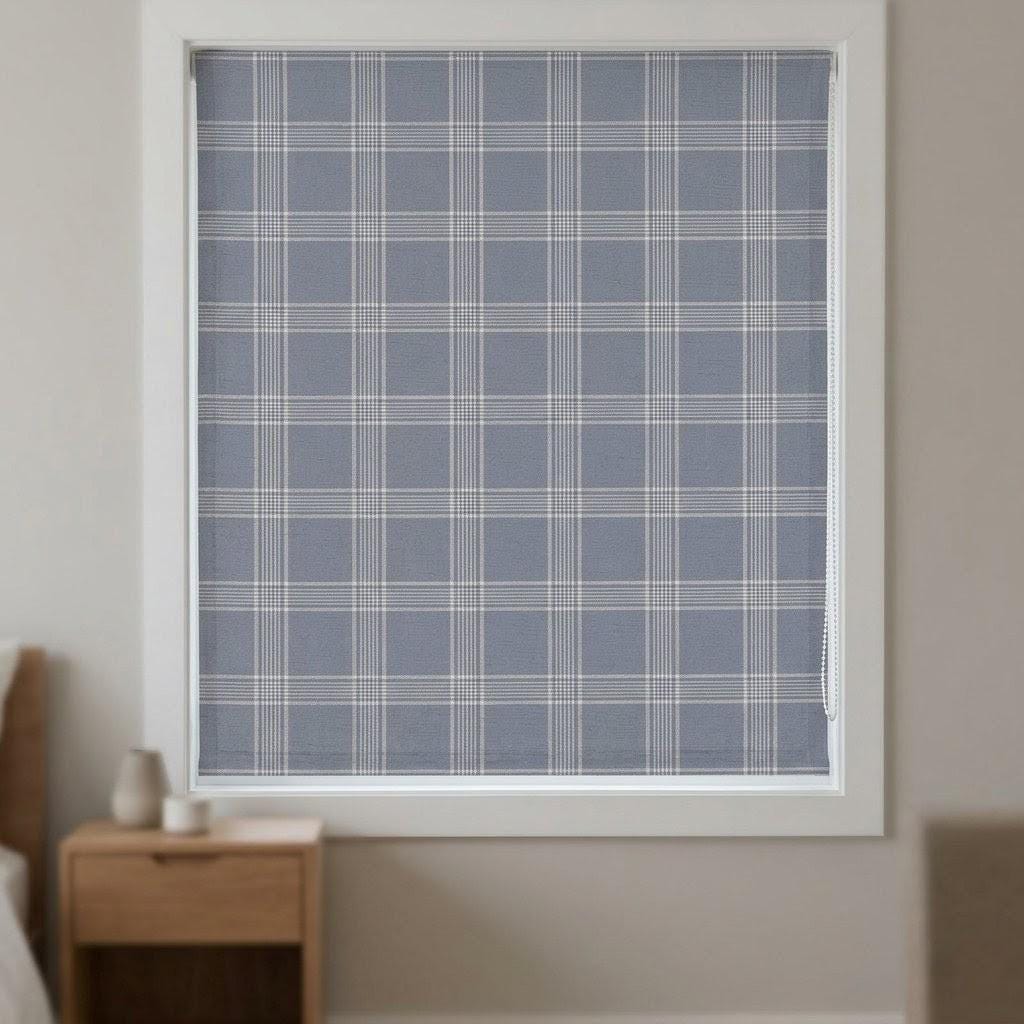 Dusty Blue Plaid Linen Roman Shade, Farmhouse Window Blind, OEKO-TEX — image 3