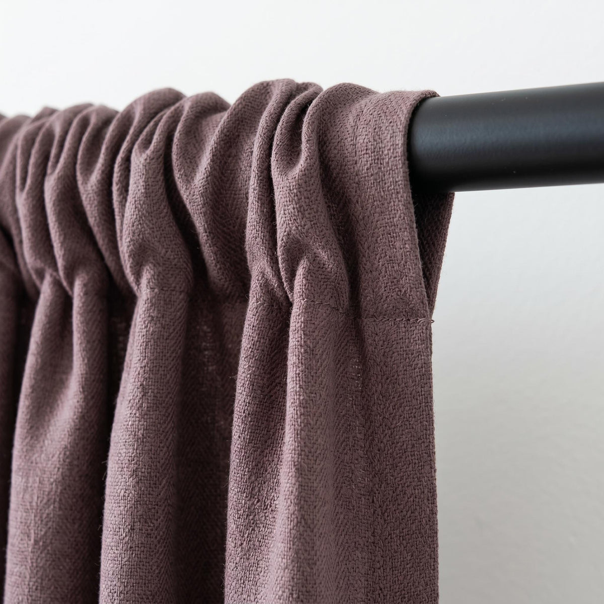 Dusty Mauve Pure Linen Herringbone Curtains, Custom Blackout Drapes, Cotton Lined Privacy Panels, Single or Pair — image 2