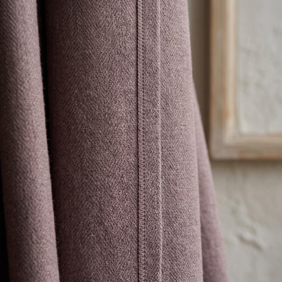 Dusty Mauve Pure Linen Herringbone Curtains, Custom Blackout Drapes, Cotton Lined Privacy Panels, Single or Pair — image 5