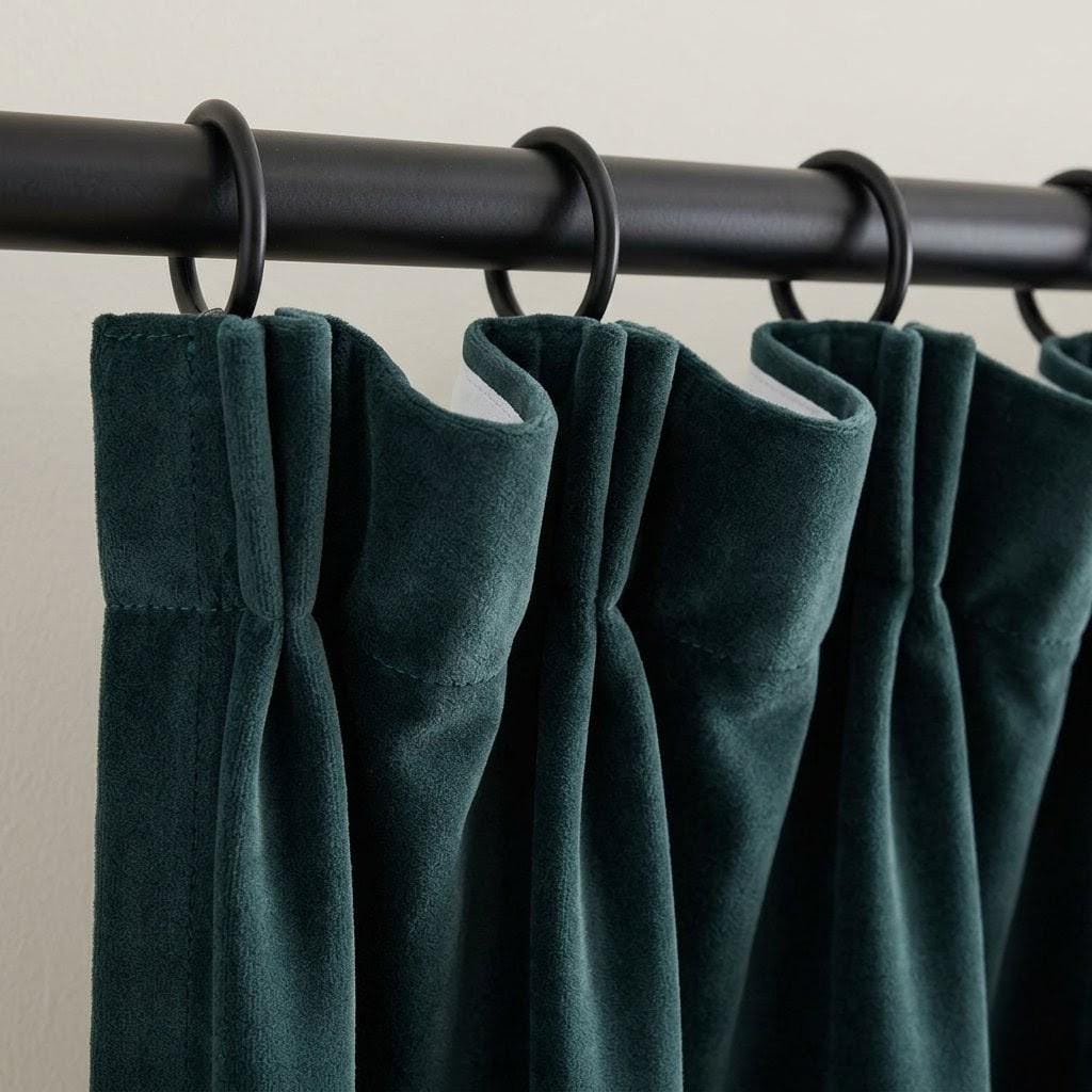 Dark Teal Blue Green Velvet Curtains, Heavy Luxury Drapes, Peacock Custom Blackout or Cotton Lined Window Panels — image 7
