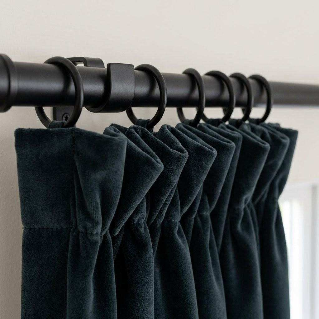 Dark Teal Blue Green Velvet Curtains, Heavy Luxury Drapes, Peacock Custom Blackout or Cotton Lined Window Panels — image 5