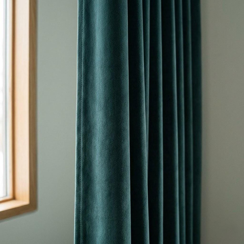 Dark Teal Blue Green Velvet Curtains, Heavy Luxury Drapes, Peacock Custom Blackout or Cotton Lined Window Panels — image 1