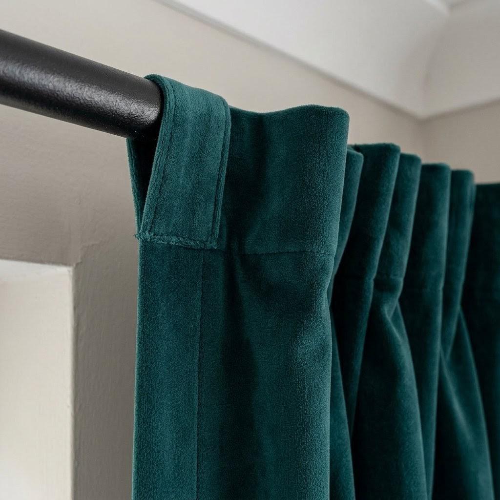 Dark Peacock Teal Velvet Curtains, Blue Green Heavy Drapes, Custom Blackout or Cotton Lined Window Panels — image 9