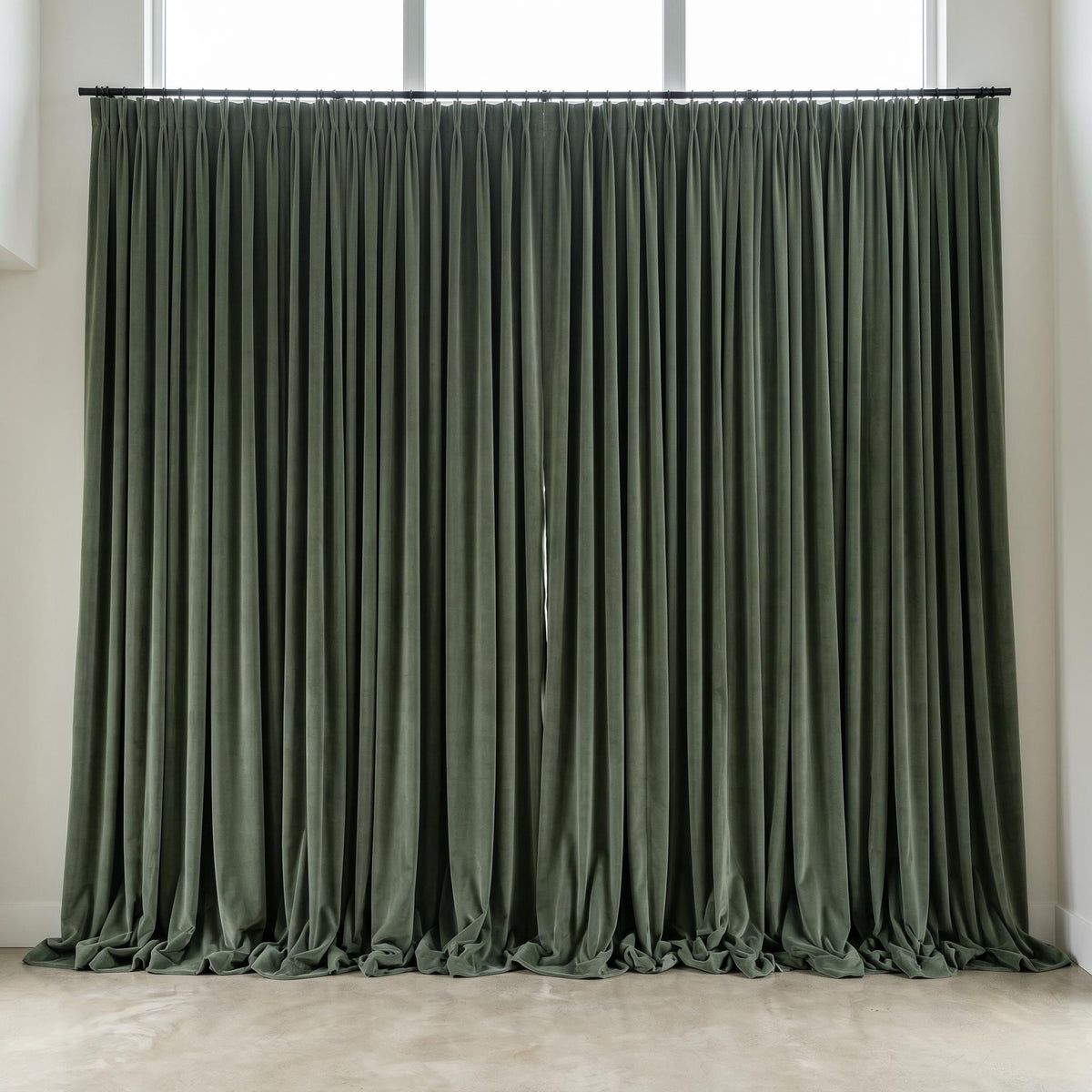 Olive Sage Green Velvet Curtains, Heavy Luxury Drapes, Custom Blackout or Cotton Lined Window Panels — image 4