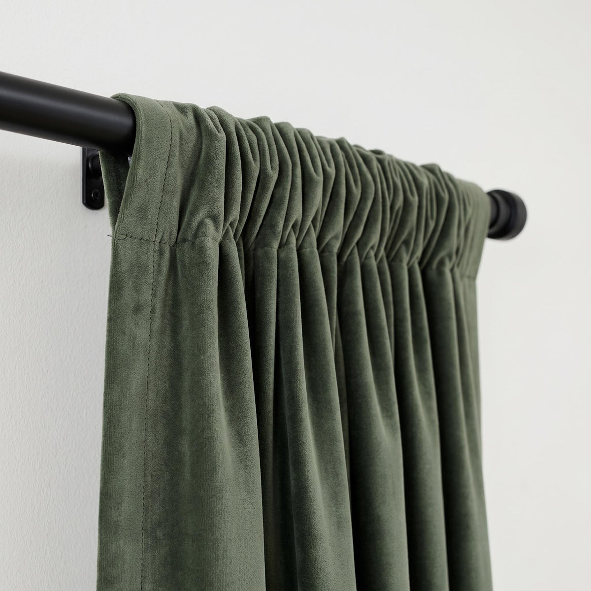Olive Sage Green Velvet Curtains, Heavy Luxury Drapes, Custom Blackout or Cotton Lined Window Panels — image 3