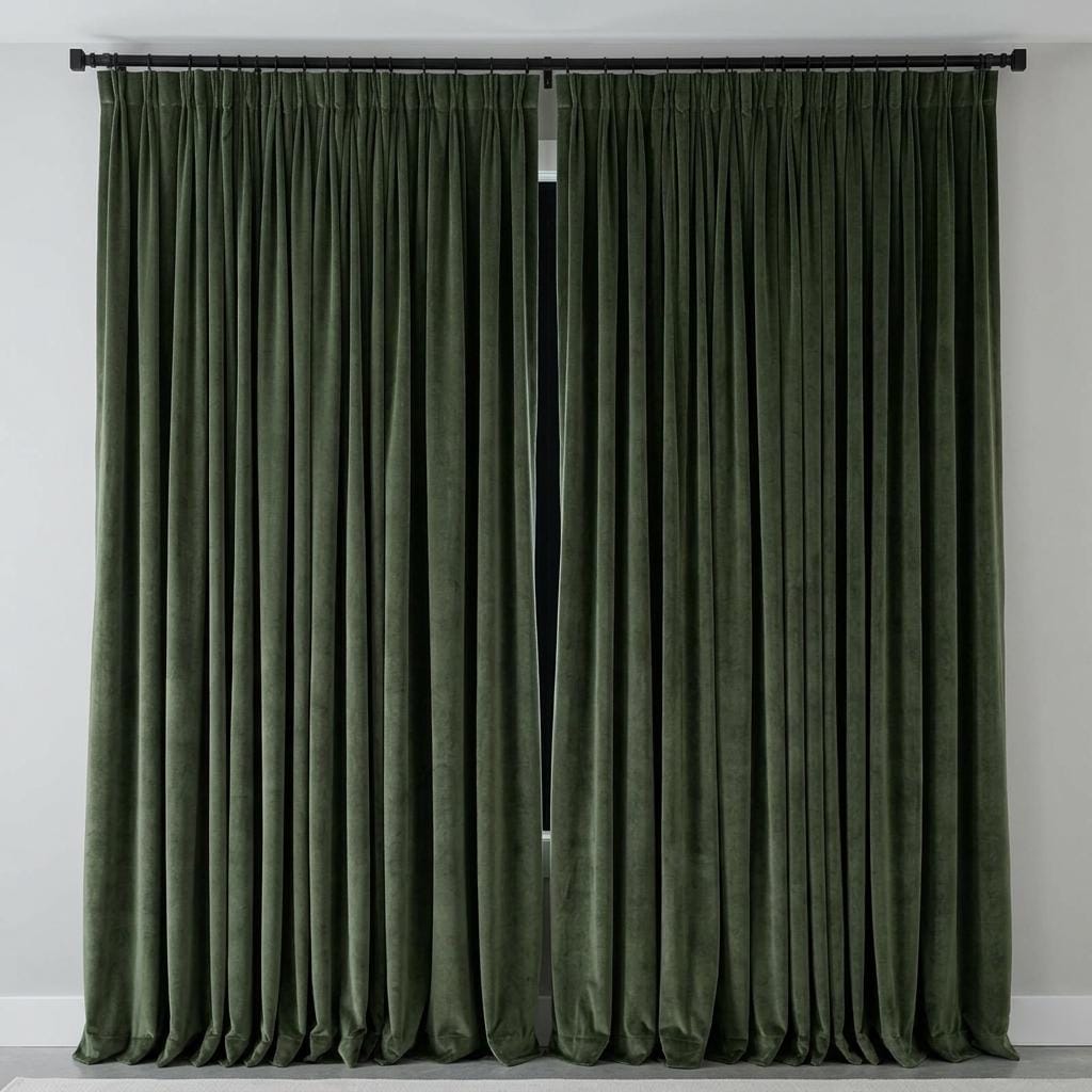 Olive Sage Green Velvet Curtains, Heavy Luxury Drapes, Custom Blackout or Cotton Lined Window Panels — image 8