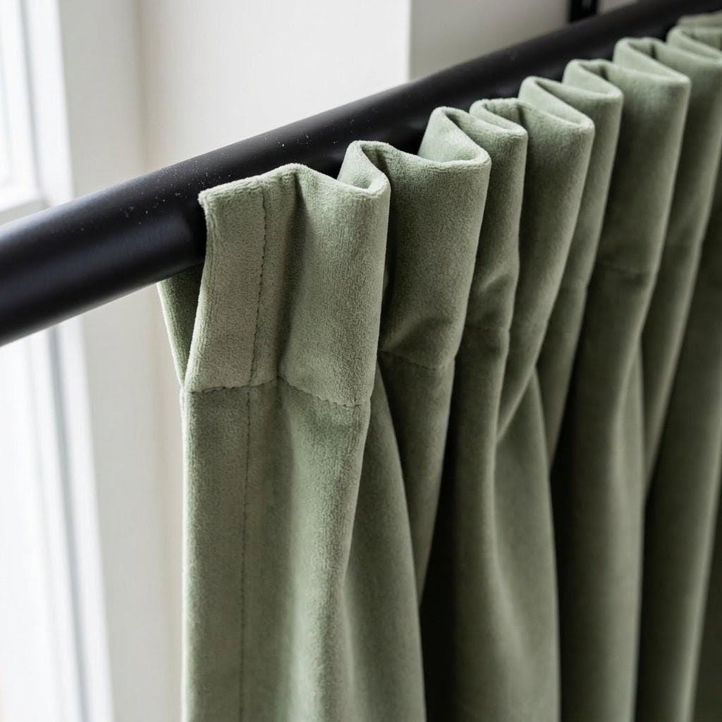 Pale Sage Green Velvet Curtains, Heavy Luxury Drapes, Custom Blackout or Cotton Lined Window Panels, Soft Pistachio — image 6