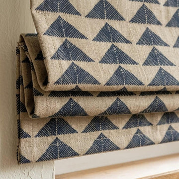 Black Beige Tribal Linen Roman Shade, Boho Geometric Corded Roman Blind, Custom Blackout Window Shade, Southwestern — image 1