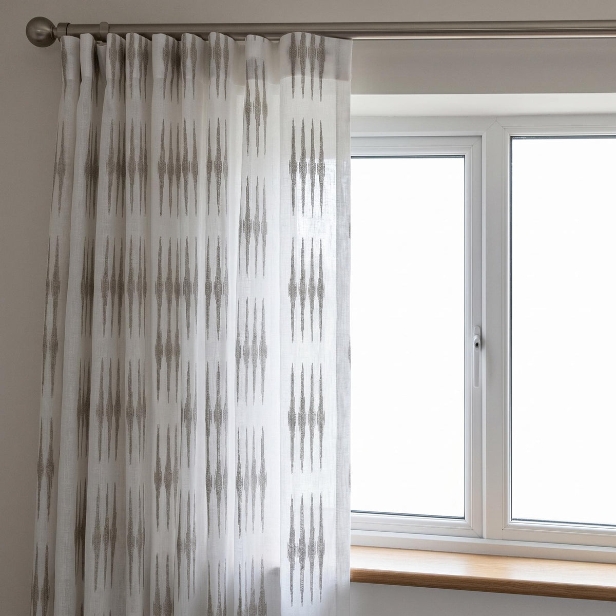 White Linen Sheer Curtains, Light Gray Embroidered Drapes, Custom Size Privacy Curtains for Living Room Bedroom — image 4