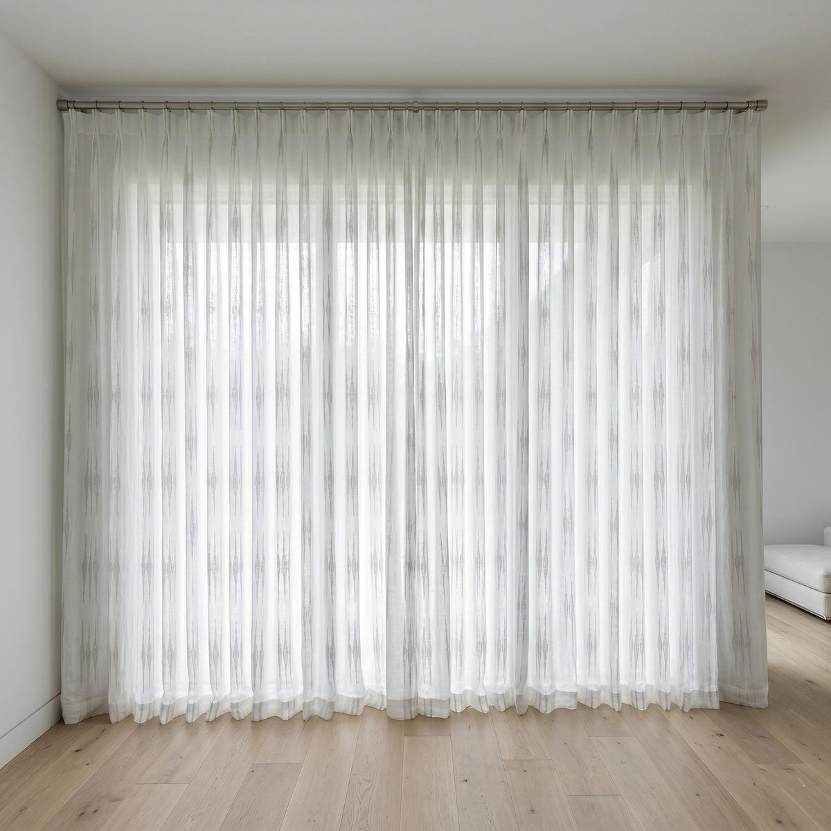 White Linen Sheer Curtains, Light Gray Embroidered Drapes, Custom Size Privacy Curtains for Living Room Bedroom — image 7