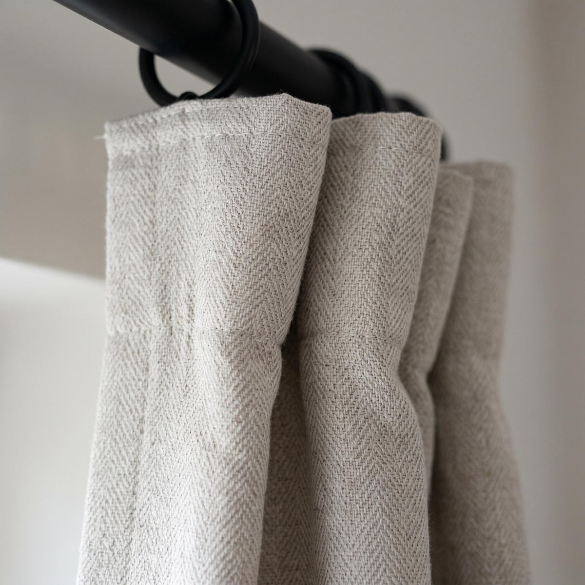 Light Greige Linen Herringbone Curtains, Heavy Natural Grey Drapes, Custom Blackout or Cotton Lined Panels — image 4