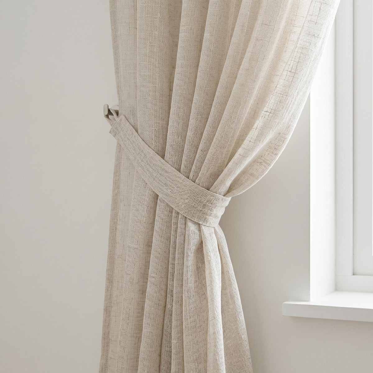 Light Oatmeal Pure Linen Sheer Curtains, Textured Woven Privacy Drapes, Custom Neutral Window Panels — image 5