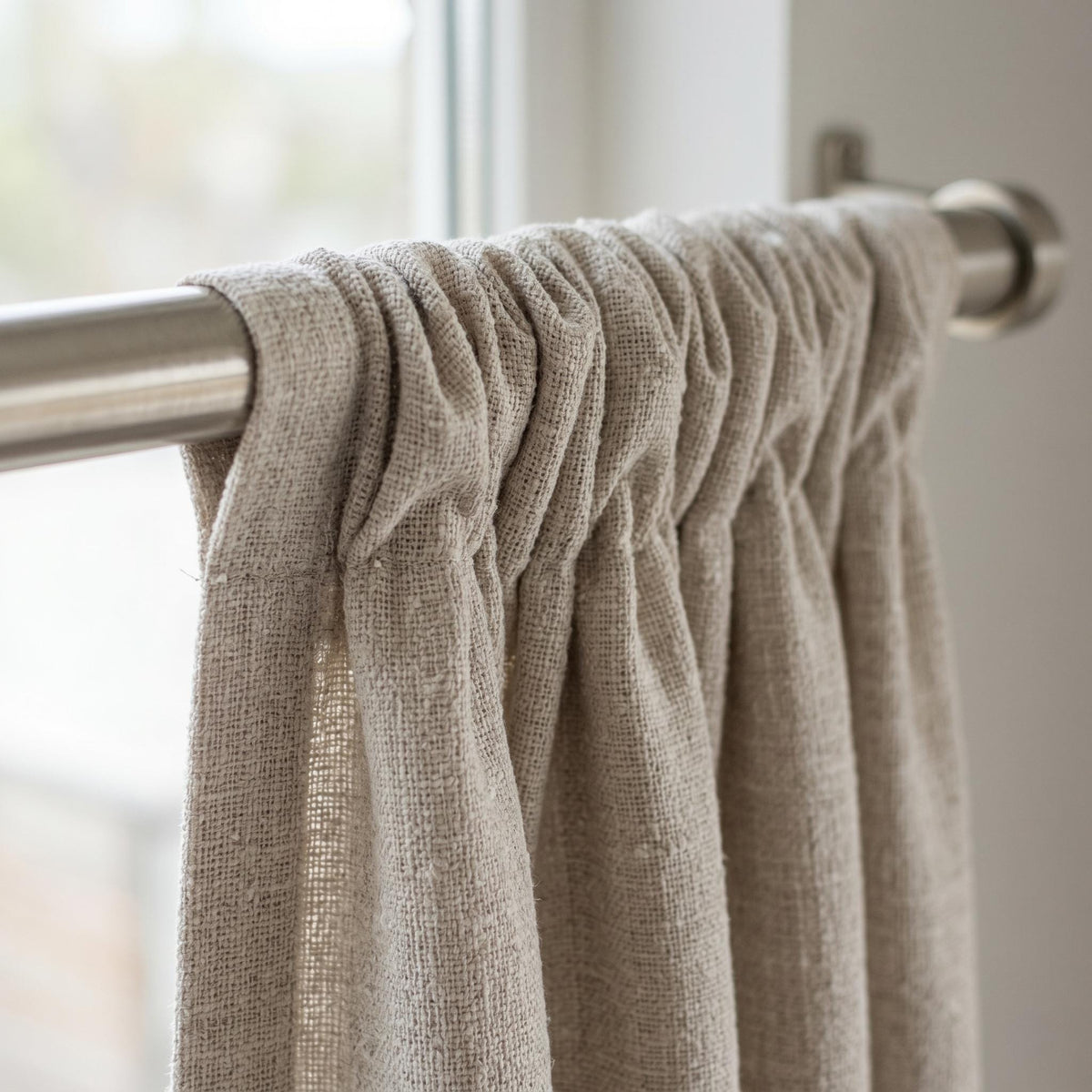 Light Oatmeal Pure Linen Sheer Curtains, Textured Woven Privacy Drapes, Custom Neutral Window Panels — image 10