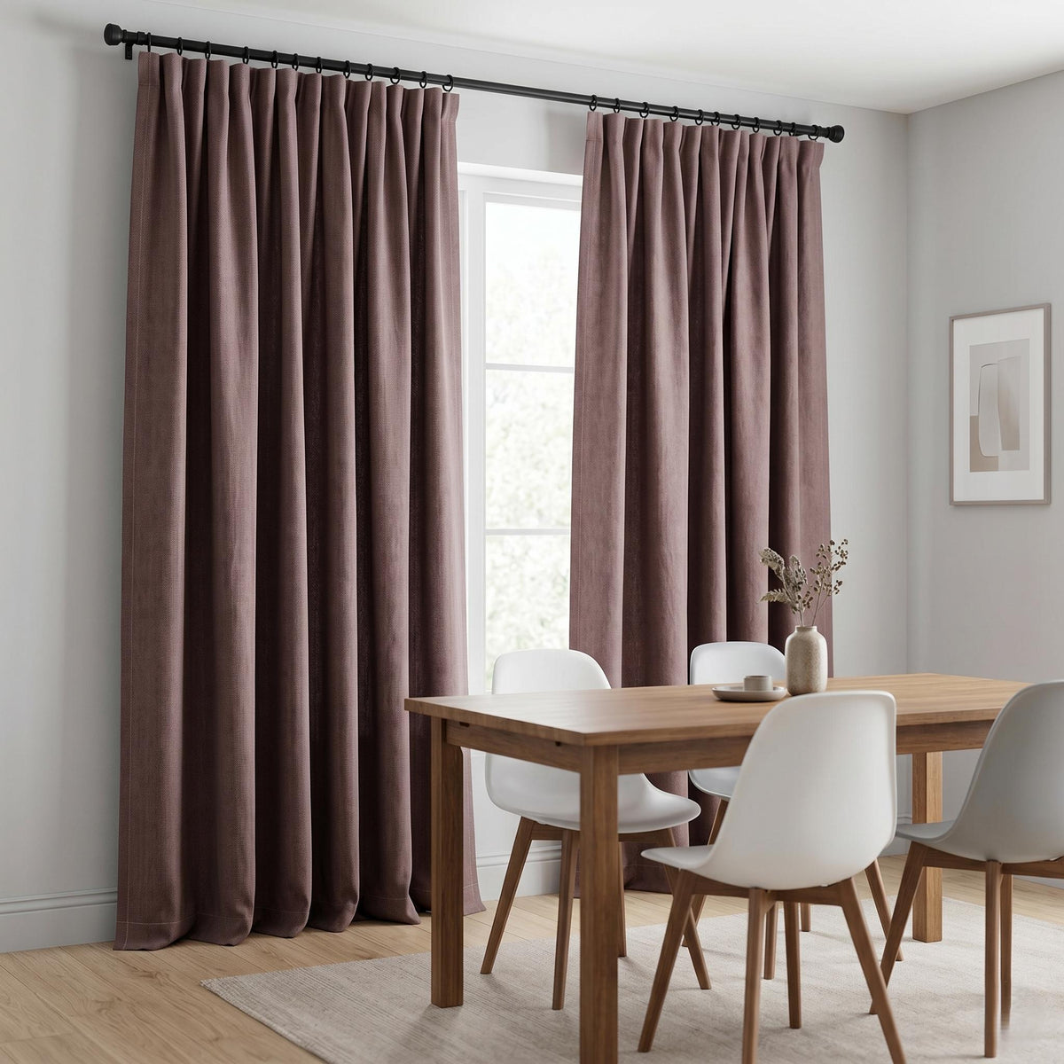 Dusty Mauve Pure Linen Herringbone Curtains, Custom Blackout Drapes, Cotton Lined Privacy Panels, Single or Pair — image 8