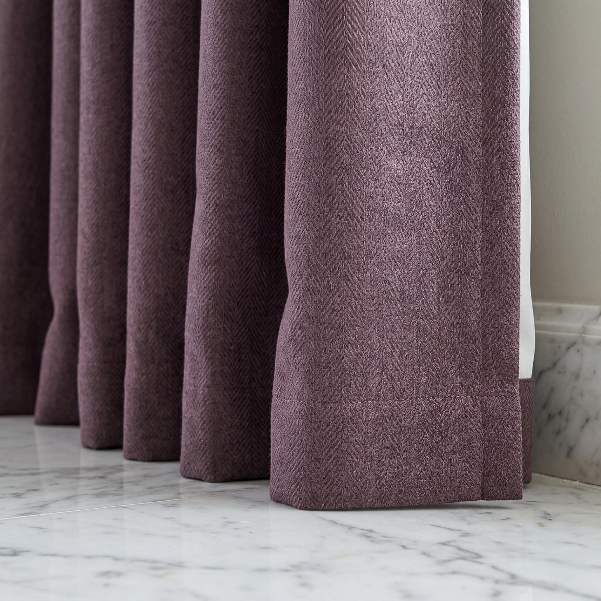 Dusty Mauve Pure Linen Herringbone Curtains, Custom Blackout Drapes, Cotton Lined Privacy Panels, Single or Pair — image 9