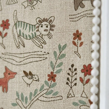 Woodland Animal Linen Roman Shade, Nursery Blind, Oatmeal Beige Fox Rabbit Print, Custom Corded Blackout Window Shade — image 1