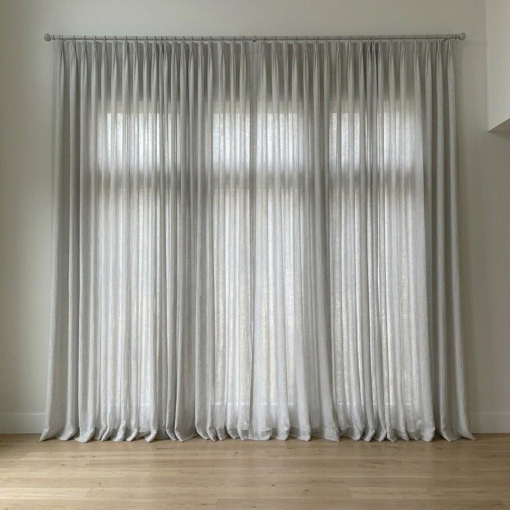 Light Grey Linen Sheer Curtains, Textured Pure Linen Drapes, Custom Privacy Window Panels for Rod or Track — image 7