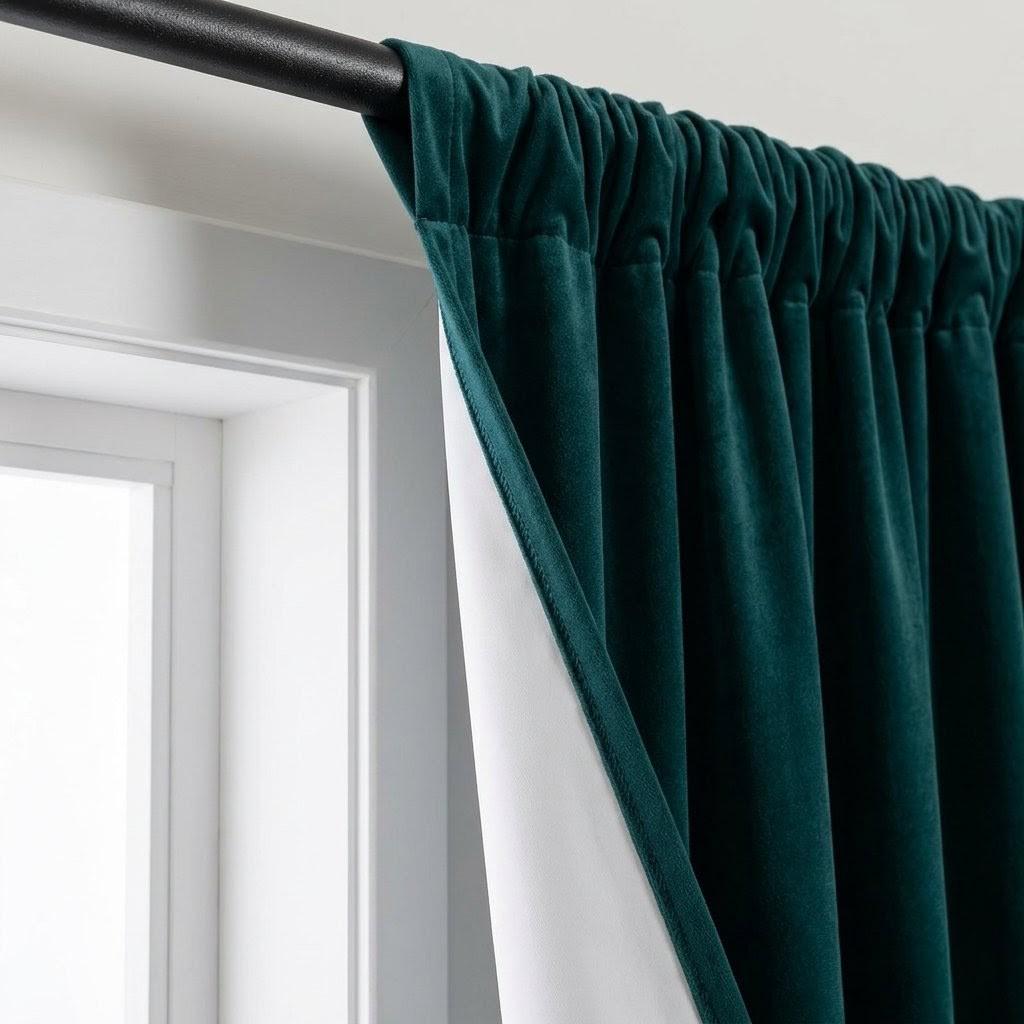 Dark Peacock Teal Velvet Curtains, Blue Green Heavy Drapes, Custom Blackout or Cotton Lined Window Panels — image 10