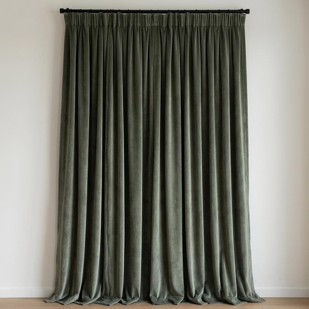 Olive Sage Green Velvet Curtains, Heavy Luxury Drapes, Custom Blackout or Cotton Lined Window Panels — image 6