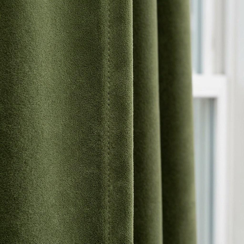 Olive Moss Green Velvet Curtains, Heavy Luxury Drapes, Custom Blackout or Cotton Lined Window Panels — image 2