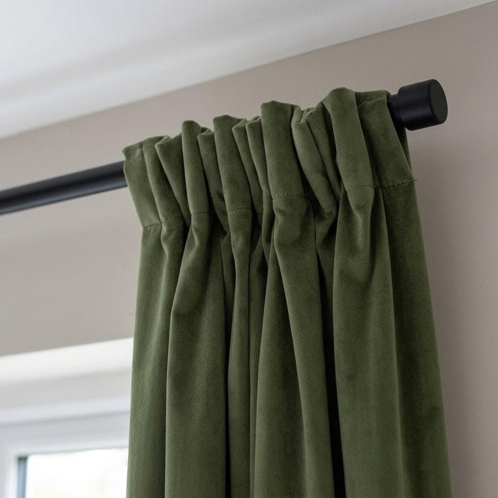 Olive Moss Green Velvet Curtains, Heavy Luxury Drapes, Custom Blackout or Cotton Lined Window Panels — image 7