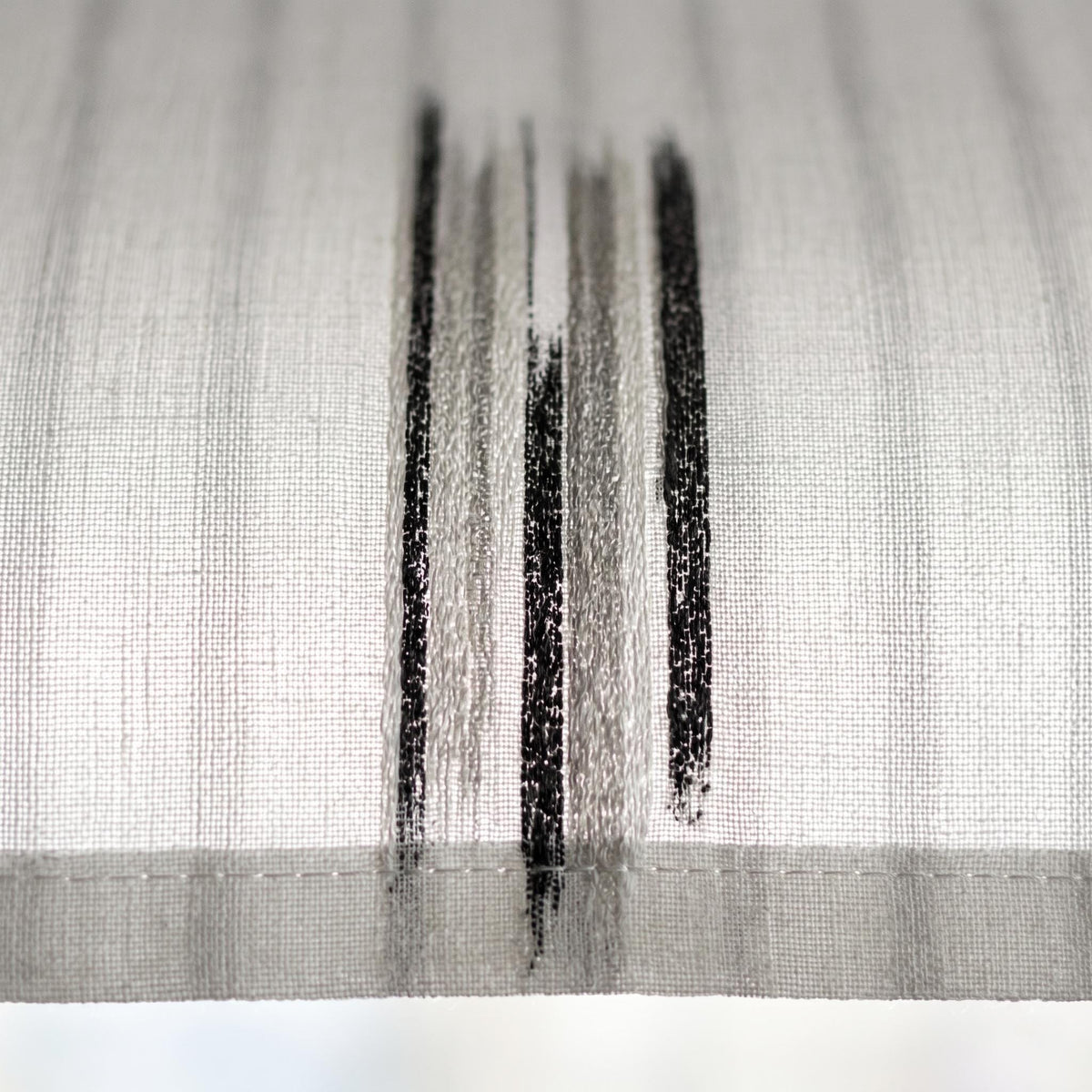Pure White Linen Sheer Curtains, Charcoal Grey Abstract Stripe Embroidered Drapes, Custom Privacy Panels — image 10