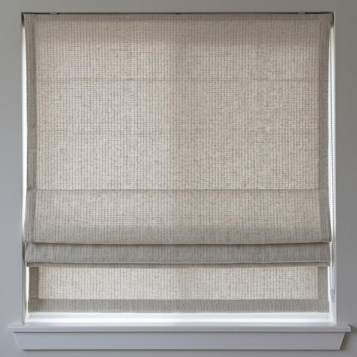 Textured Linen Roman Shade, Oatmeal Beige Woven Roman Blind, Custom Corded Window Shade, Blackout or Cotton Lined — image 9