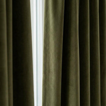 Khaki Olive Green Velvet Curtains, Heavy Luxury Drapes, Custom Blackout or Cotton Lined Window Panels — image 1