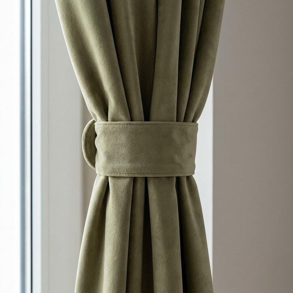 Khaki Olive Green Velvet Curtains, Heavy Luxury Drapes, Custom Blackout or Cotton Lined Window Panels — image 5