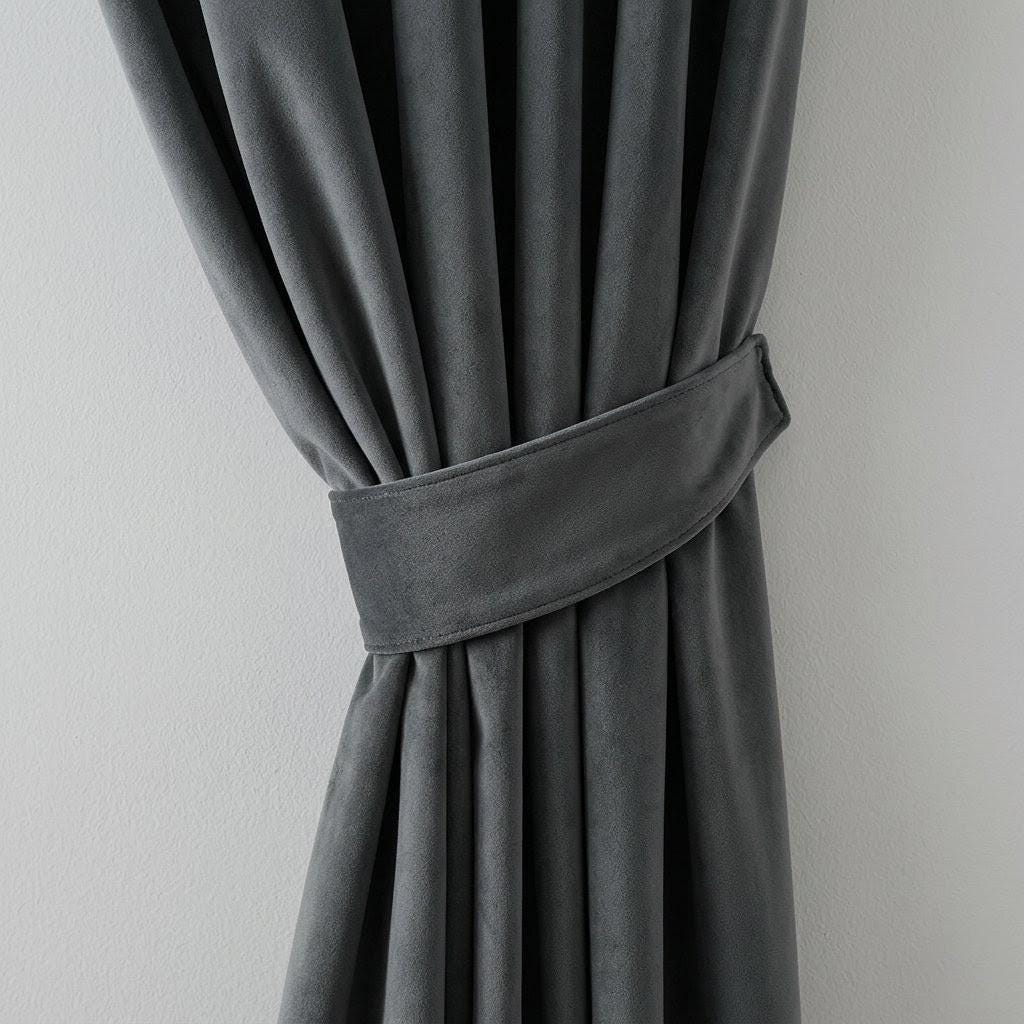 Charcoal Gray Velvet Curtains, Heavy Blackout Drapes, Custom Luxury Window Panels, Rod Pocket Back Tab Grommet — image 5