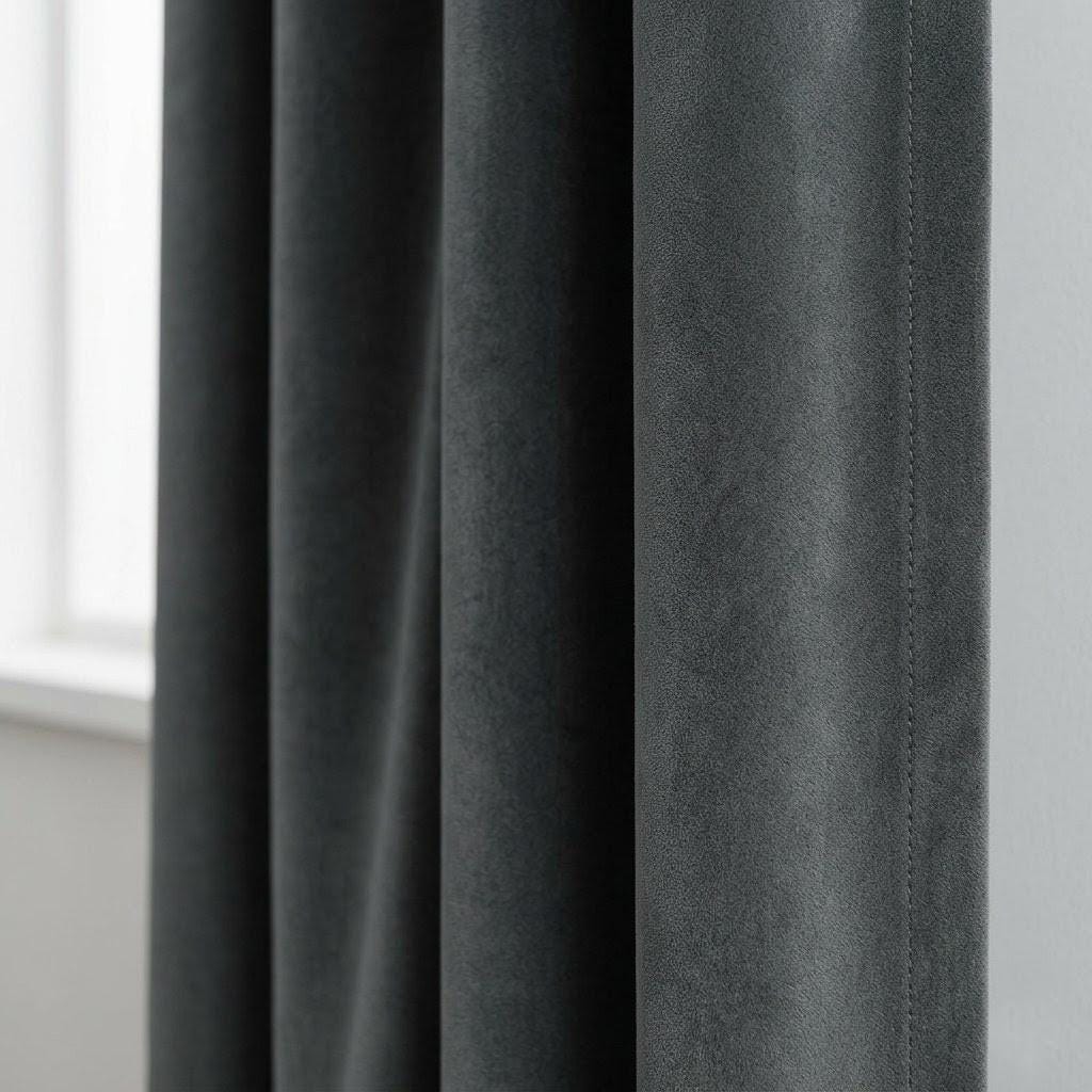 Charcoal Gray Velvet Curtains, Heavy Blackout Drapes, Custom Luxury Window Panels, Rod Pocket Back Tab Grommet — image 3