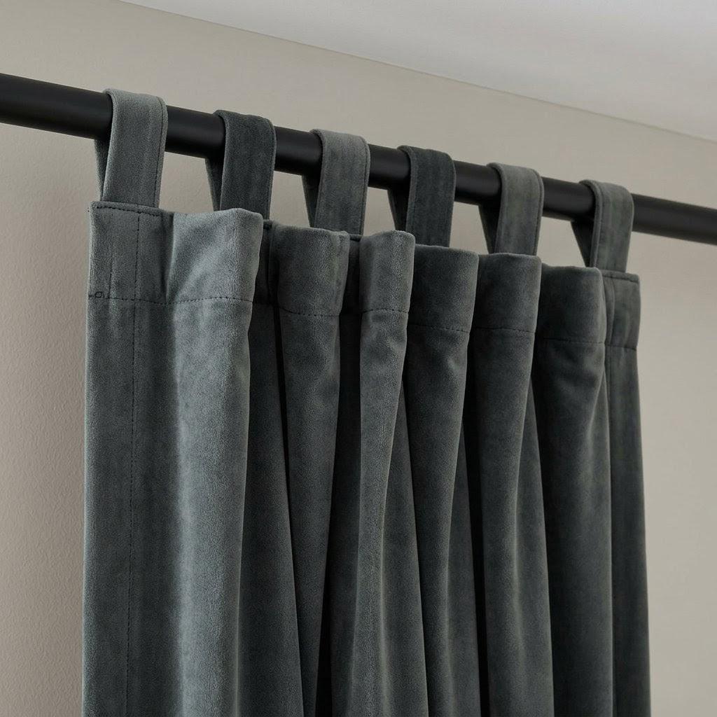 Charcoal Gray Velvet Curtains, Heavy Blackout Drapes, Custom Luxury Window Panels, Rod Pocket Back Tab Grommet — image 1