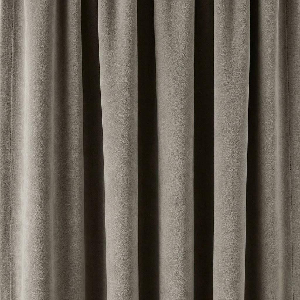 Greige Taupe Velvet Curtains, Heavy Blackout Drapes, Luxury Custom Window Panels, Rod Pocket Back Tab Grommet — image 8