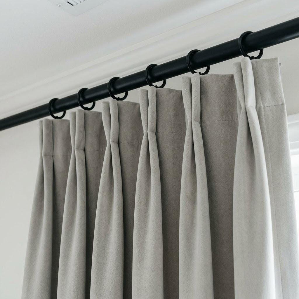 Warm Light Gray Velvet Curtains, Heavy Blackout Drapes, Custom Luxury Window Panels, Rod Pocket Back Tab Grommet — image 6