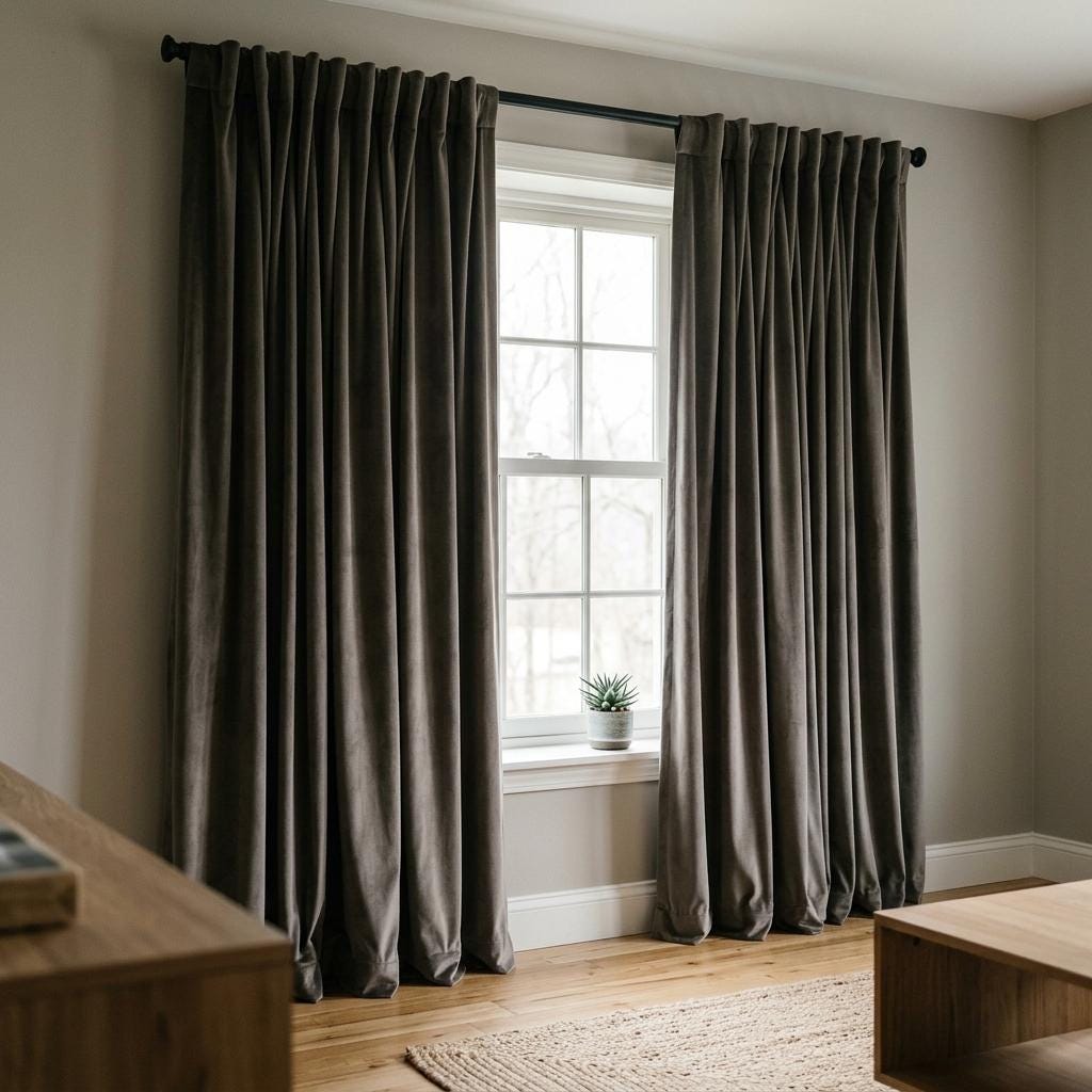 Dark Taupe Velvet Curtains, Heavy Blackout Drapes, Dark Brown Custom Window Panels, Rod Pocket Back Tab Grommet — image 5