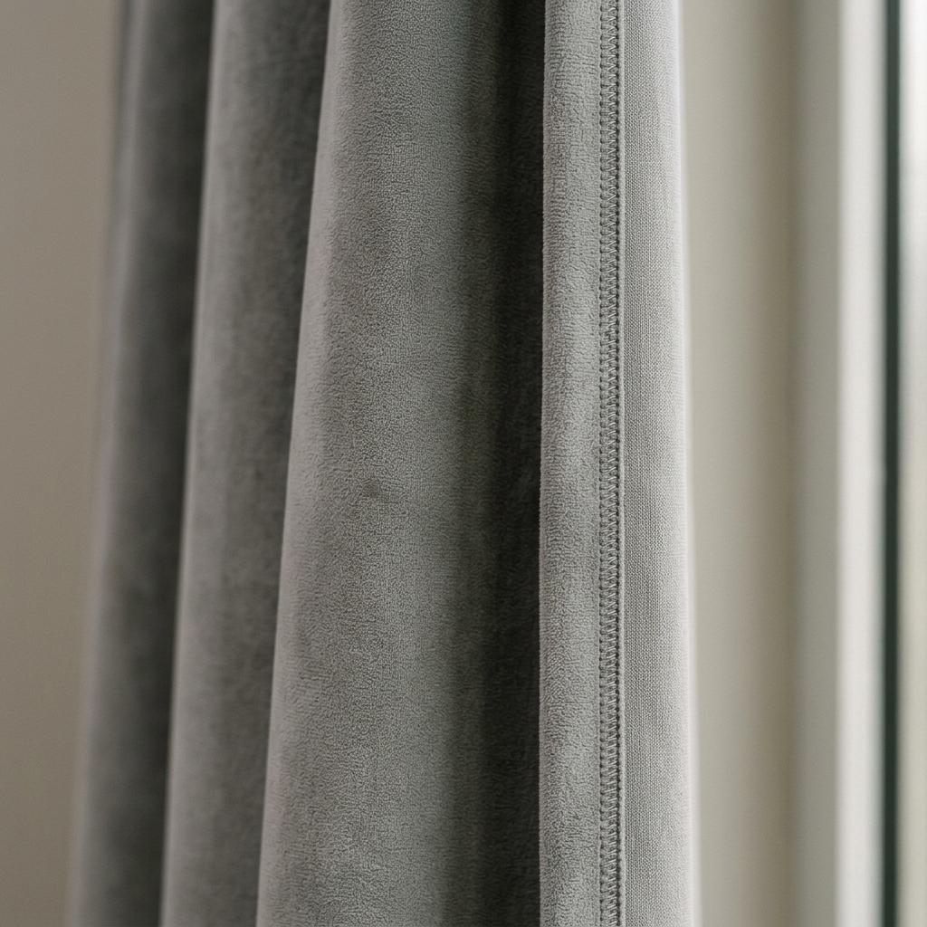 Sage Greige Velvet Curtains, Heavy Blackout Drapes, Soft Stone Gray Custom Window Panels, Rod Pocket Back Tab — image 3