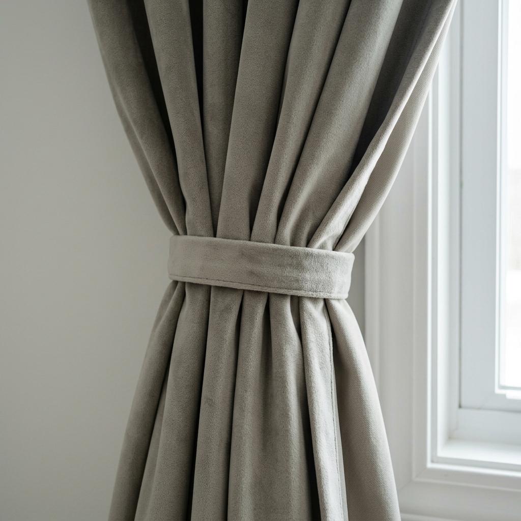 Sage Greige Velvet Curtains, Heavy Blackout Drapes, Soft Stone Gray Custom Window Panels, Rod Pocket Back Tab — image 1