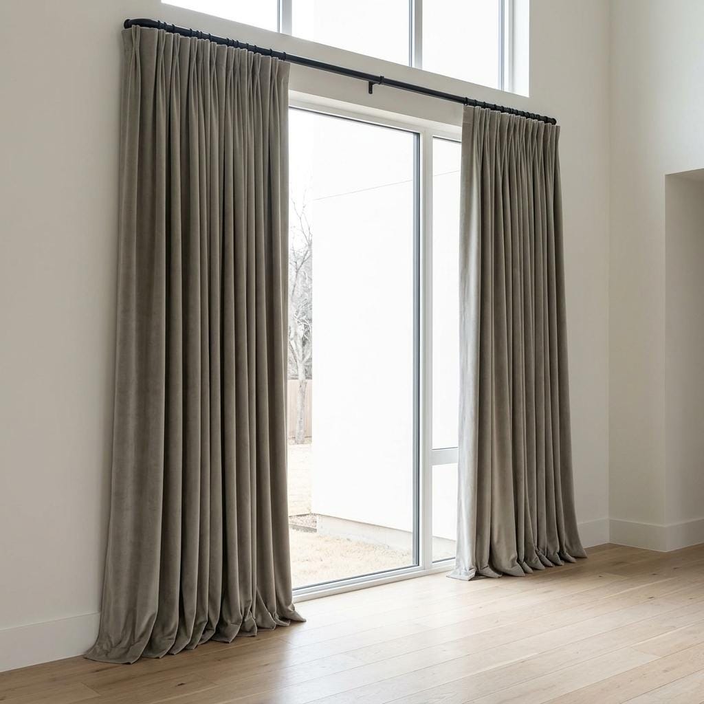 Sage Greige Velvet Curtains, Heavy Blackout Drapes, Soft Stone Gray Custom Window Panels, Rod Pocket Back Tab — image 5