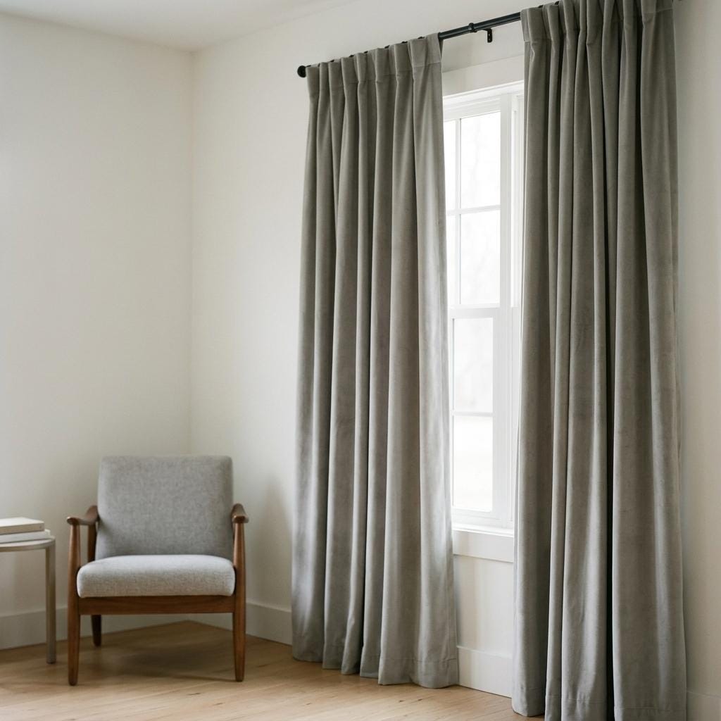 Sage Greige Velvet Curtains, Heavy Blackout Drapes, Soft Stone Gray Custom Window Panels, Rod Pocket Back Tab — image 7