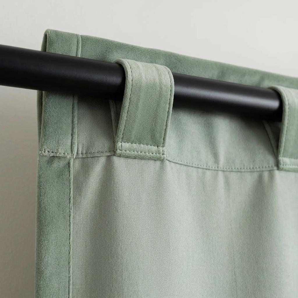 Pale Sage Velvet Curtains, Heavy Blackout Drapes, Soft Green Gray Custom Window Panels, Rod Pocket Back Tab Grommet — image 9