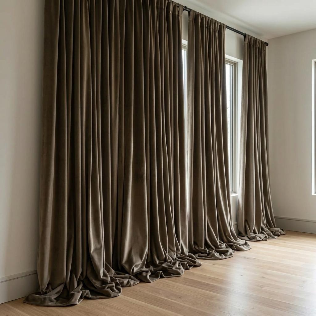 Olive Brown Velvet Curtains, Heavy Drapes, Custom Size Blackout Curtain Panel, Rod Pocket Back Tab Grommet Hooks — image 7