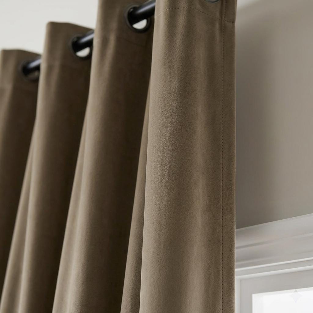 Olive Brown Velvet Curtains, Heavy Drapes, Custom Size Blackout Curtain Panel, Rod Pocket Back Tab Grommet Hooks — image 6